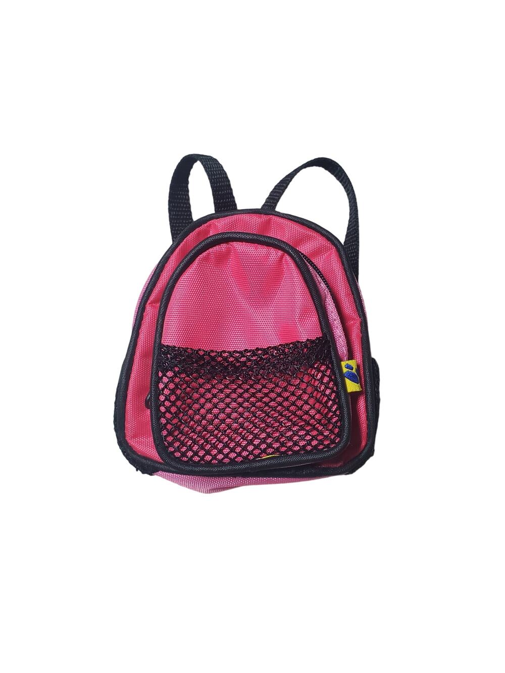 Build A Bear Backpack Pink Black Mesh School Bag Mini Zipper Accessory Teddy Toy